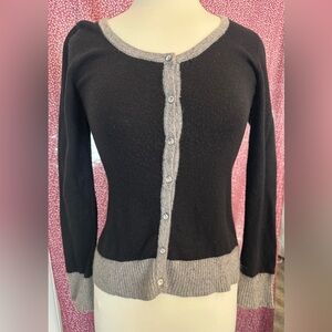 BCBGMaxAzria Black and Gray Angora and wool Cardigan Sweater size small